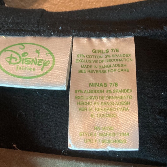 Disney Tinker Bell Black Button Hood Sweater Dress top Glitter 7 / 8 Girls - Picture 11 of 12